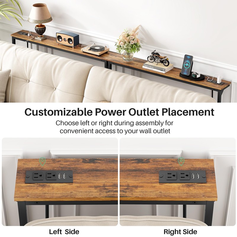 Kitstorack Narrow Console Table Behind Sofa Couch, Design with Adjustable