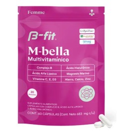 B-FIT M-Bella Vitaminas para Mujer - 60 Cápsulas de 683 mg - Suplemento Alimenticio de Vitaminas y Minerales - Multivitamínico para Mujeres - Sin azúcares - Piel Radiante