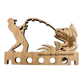 Gorise Handcrafted Wooden Fishing Money Clip Angler Birthday Gift for Men/Women Laser Engraved Cash Gift Box with Stand Anniversary Souvenir for Dad Grandpa Fisherman Friends