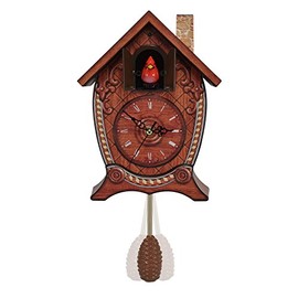 Mark Feldstein & Associates Traditional Chalet Style Singing Cardinal Tabletop Wall Sound Cuckoo Clock 17 x 8 x 5 inches