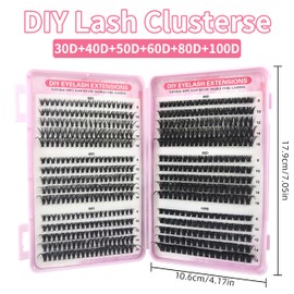 CATMEYE 580 Pieces Individual Eyelashes, 30D 40D 50D 60D 80D 100D Cluster Lashes Kit, Fluffy Russian DIY Lash Extensions for Girls and Women (8–16mm Mix) ((8–16mm Mix))