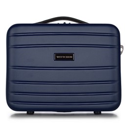 WITTCHEN Cosmetic Case Travel Suitcase Carry-On Cabin Luggage Hardshell made of ABS Combination Lock Globe Line Dark blue