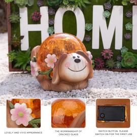 Garden Puppy Statues Outdoor Decor, Solar Lights Outdoor Statue Garden Decorations Solar Dog Ornaments for Patio Yard Lawn Decor Birthday Housewarming Garden Gift