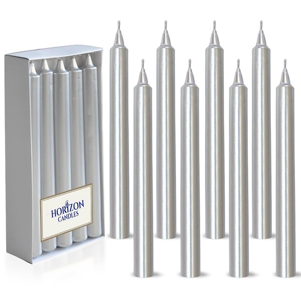 Horizon Straight Candles Set of 10 Pieces (Silver)