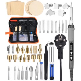 Pyrography Soldering Iron Set, 60 W Adjustable Temperature 200 - 450 °C, 2-in-1 Soldering Iron Wood Burning Pen with Carry Bag, for Embossing, Wood, Leather Engraving, Sculpture Wood Pyrography