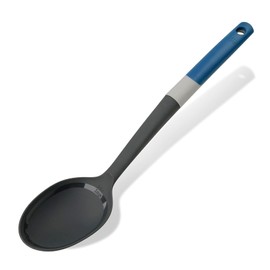 Tasty Serving Spoon with Measurements, Non-Stick Cooking Spoon, Spoon Ladle with Soft Grip Handle, Stirring Spoon, Non-Scratch Kitchen Utensil, Dimensions: 34 x 7 cm, Colours: Dark Blue, Grey 678002