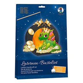 Ursus 18760002F Lantern Craft Set Dragon, Lantern Punching Part, Craft Card 220 g/m², Transparent Paper 115 g/m², 2 Cutting Sheets, Lantern Carry Handle, Lanterns Wooden Stick, Accessories
