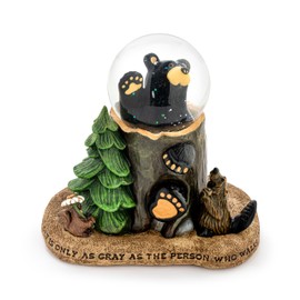 DEMDACO Bearfoots by Jeff Fleming A Rainy Day is Only As Grey As The Person Who Walks Through It Black Bear 5.5 x 4 Hand Cast Resin Decorative Table Top Snow Globe Figurine