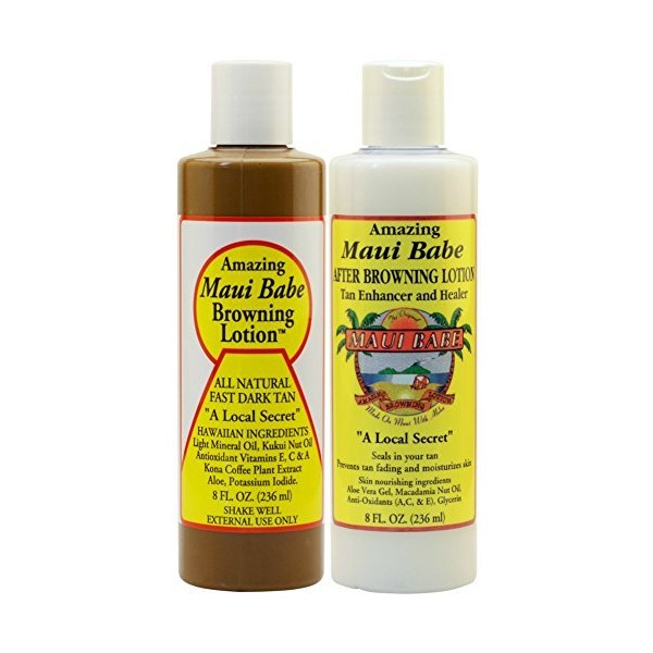 Maui Babe Before and After Sun Pack (Browning Lotion 8 oz, After Browning Lotion 8 oz) by Maui Babe