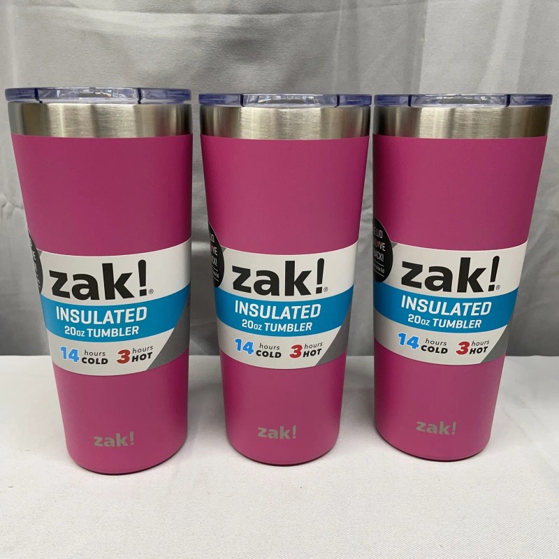 Zak! Designs 20oz Double Wall Stainless Steel Tumbler PINK 3