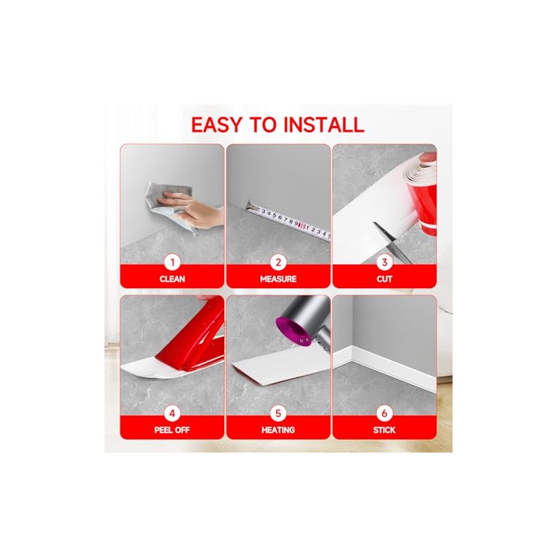 Flexible Baseboard Molding Trim 3 Inch(W) x 20 Feet(L) Self