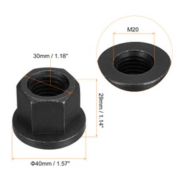 QUARKZMAN M20 Flange Hex Lock Nut Grade 10.9 Carbon Steel Black Oxidized Hex Flange Nut for Machines