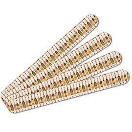 Classy Champagne Celebration Pattern Double-Sided Nail File Emery Board Set 4 Pack