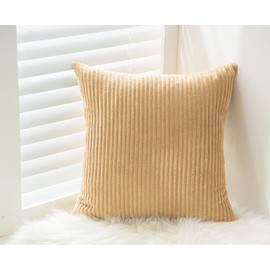 RKAAS HOME Pack of 2 Super Soft Decorative Luxurious Corduroy Square Cushion Cover for Living Room Sofa Couch Bed 50cm x 50cm 20x20 Inches (Pack of 2 - Camel)