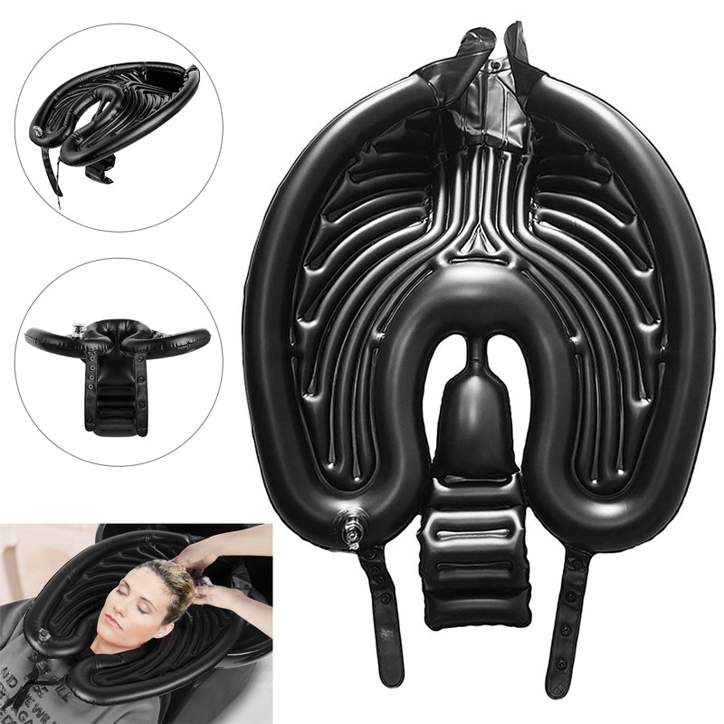 Inflatable Shampoo Bowl, Portable Folding Black PVC Head Washing Basin,