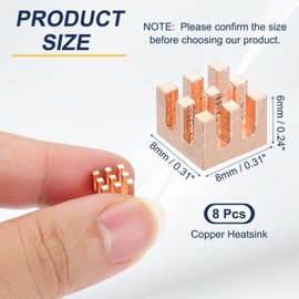 PATIKIL Copper Heatsink 8x8x6mm, 8 Pcs Heat Sink Cooler Radiator for Raspberry Pi Chip CPU Power Transistor FET IC Power Amplifier