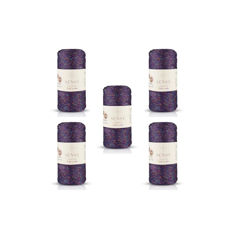 5 Skeins of Sensy Premium 2mm 251 Yards Sparkle Polyester