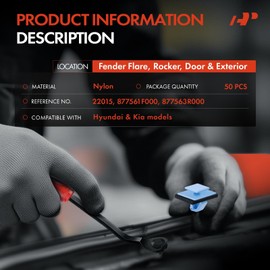 A-Premium 50 PCS Fender Flare Rocker Door Car Retainer Fastener Push Pin Clips Compatible with Hyundai Elantra Santa Fe Tucson Veloster Kona Palisade Venue Nexo, Kia Soul Sportage NIRO Seltos - 14mm