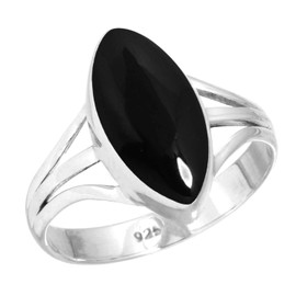 Jeweloporium 925 Silver Ring for Women Size T Real Black Onyx Gemstone Vintage Silver Ring Birthday Gift Solitaire Jewelry