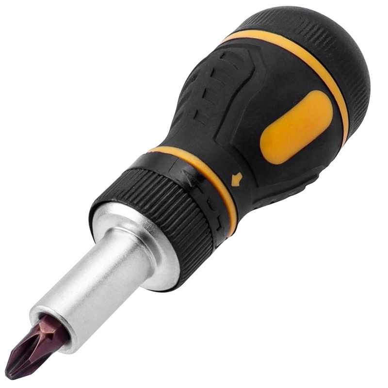 Treki Stubby Ratcheting Screwdriver Set，1/4 Hex 9 In1 Short Handle