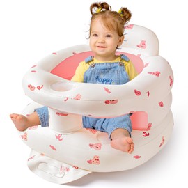 Inflatable Baby Seat with Full Enclosure, Comfortable Sit Me Up Baby Chair for Learning to Sit, Built in Air Pump Blow Up Infant Back Support Floor Seat for Babies 3 Months & Up (Bunny)