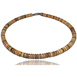 Native Treasure - X-Large Brown Tiger Coco Shell Surfer Necklace or Bracelet - 8mm (5/16") (22)