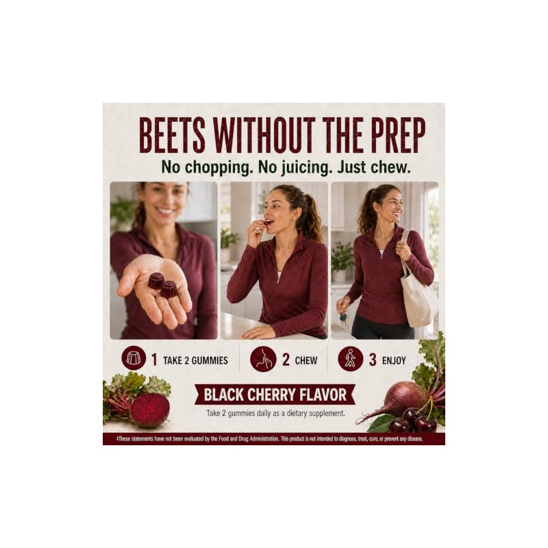 Country Farms Bountiful Beets Gummies, Circulation Superfood, Promotes Energy and