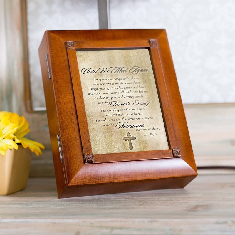 Cottage Garden Until We Meet Again Woodgrain Remembrance Keepsake Box