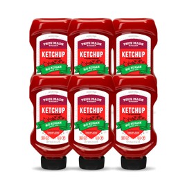 True Made Foods Ketchup, No Sugar Added, Vegan, Kosher, Keto & Paleo Friendly, Gluten Free & Non-GMO, 18.5 Ounce (Pack of 6)