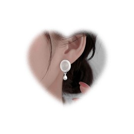 Crymystal Vintage Weiß Mondstein Tropfen Ohrringe Kreis Mondstein Ohrringe Silber Edelstein Ohrringe Minimal Geburtsstein Ohrringe Braut Hochzeit Ohrringe Frauen und Mädchen Geschenke (Weiß)