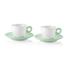 Guzzini - Everyday Set of 2 Espresso Cups with Saucers - Mauve Green - 081700243