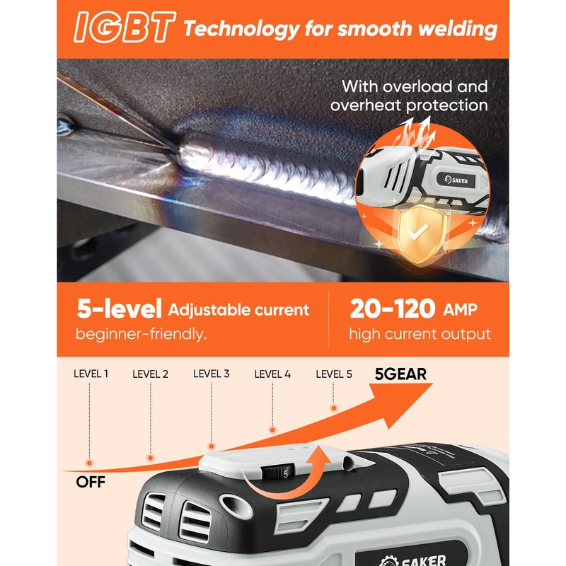 Saker Portable Welding Machine, 110V Arc Stick Welder with IGBT
