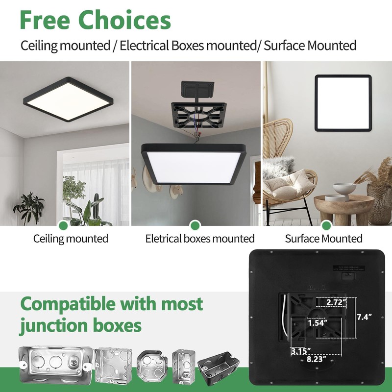 20 Inch Large LED Flush Mount Ceiling Light,50W 5000LM, 3000K/4000K/6000K