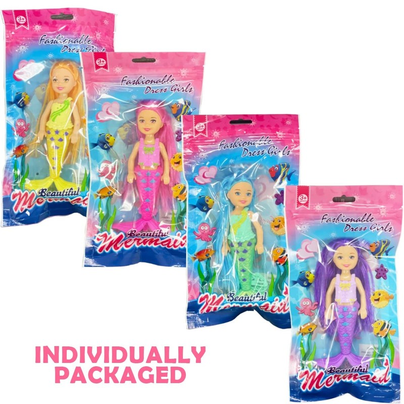 12 Pack Mermaid Dolls Pretend Playset - 6" Mini Figures