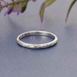 925 Sterling Silver 2mm Hawaiian Heirloom Scroll Hand Engraved Ring Band, Nickel Free Hypoallergenic for Sensitive Skin, Gift Box Included - Jewelry Gifts for Women Wife Mom Daughter, Metal, No Gemstone