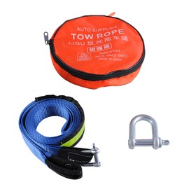 GIVIHGETI Car Tow Rope 5M x 5cm Emergency Tow Strap 8 Ton Break Resistance with 2 Carabiner Hooks, Gloves and Storage Bag for Off-Road Recovery & Towing