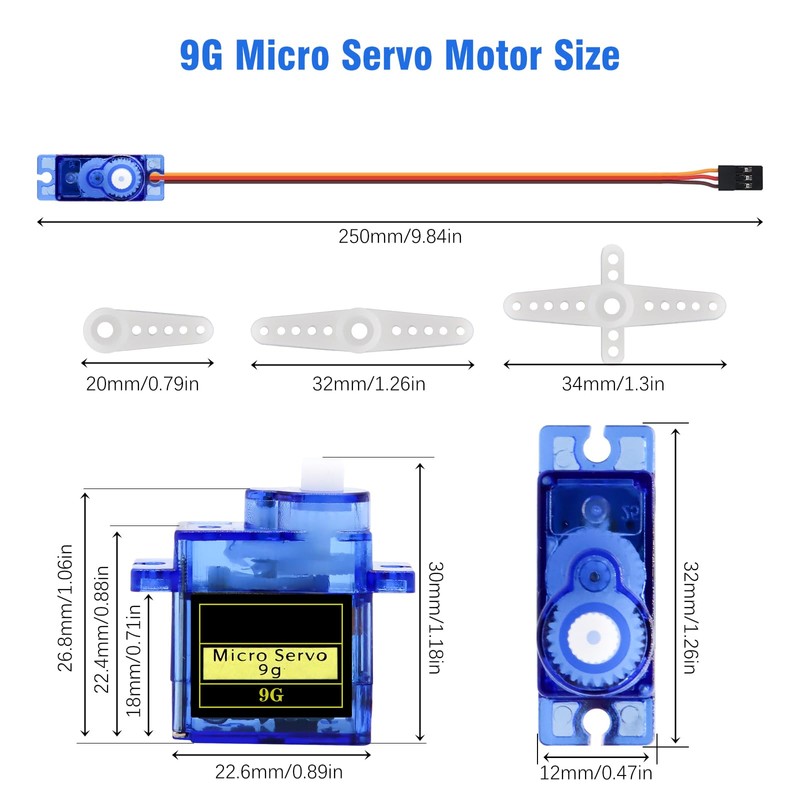 Micro Servo Motor Kit Binghe 6 Pieces 9G Micro Servo
