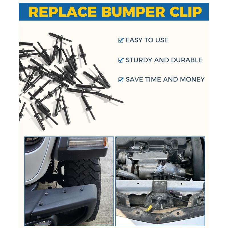 UBOG Plastic Rivets,Car Accessories 1/4" Hole Plastic Rivet,Fender Liner Bumper
