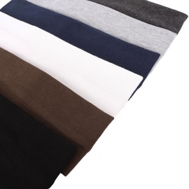 MapofBeauty 6 Pieces Elastic Cotton Head Band Stretchy Hairwarp Sports Running Exercise Yoga Hair Headbands (Black/White/Dark Grey/Light Grey/Brown/Dark Blue)