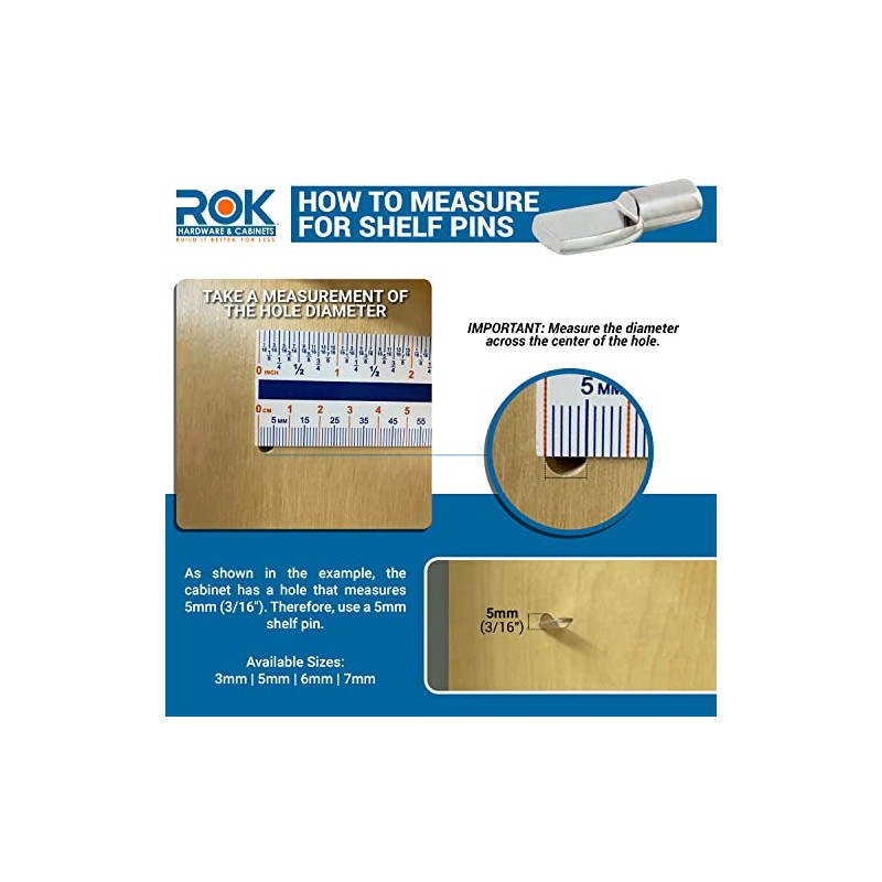 Rok Hardware 1/4" L-Shaped Shelf Support Pin with Hole, Brass