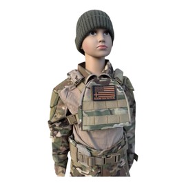 Redemption Kids Ranger 2.0 Childrens Tactical Airsoft Paintball Kids Vest, Free US Flag Patch, Mil Spec PALS Laser cut Molle Modular w/Mag Pouches (Multi-cam)