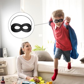 4Pcs Superhero Masks, Black Felt Eye Masks, Costume Hero Masks with Adjustable Elastic Ropes for Party Cosplay Supplies