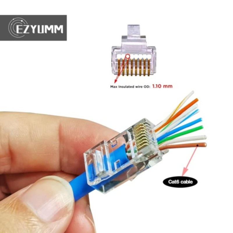 EZYUMM 20-Pack RJ45 Pass Through Connector, Cat 5 Cat 6