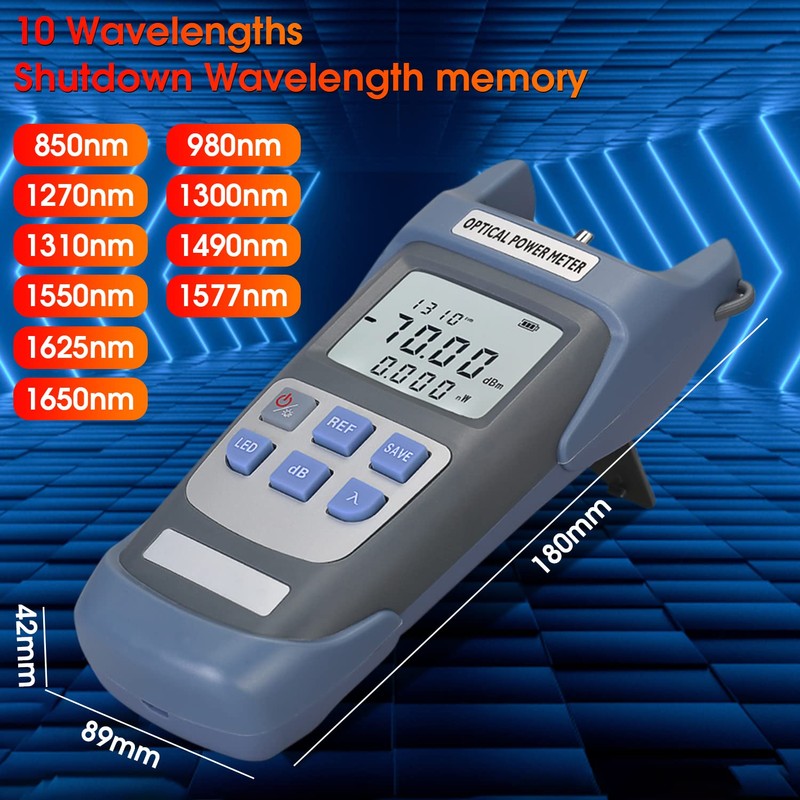 Duogalia Fiber Optical Power Meter with SC FC Connector, -70~10dBm,