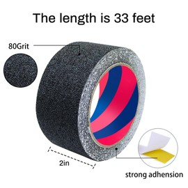 Duccinp Black Anti Slip Tape with Bright Grip Stripes 2 Inch x 33 Feet Waterproof Hazard Caution Warning Tape for Outdoor Stairs, Step Treads, Ramp, Skateboard