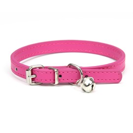 Leather Cat Collar, Cat Safety Collar with Elastic Strap, Kitten Collar for Cat with Bell