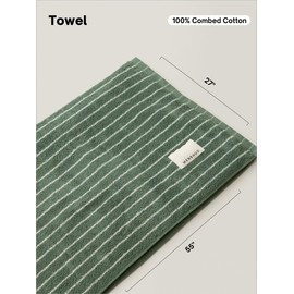 WENSHUO Frosted Pines-Striped Pure Cotton Bath Towel,100% Combed Cotton,Luxury Shower Towel,Super Absorbent(Pack of 1) (55.12" L × 27.56" W)