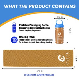 CSITE Cooling Towels (120x30cm) for Neck and Face, Ice Towel for Hot Weather, Soft Breathable Chilly Gym Towels, Microfiber Towel for Work Out, Yoga, Running, Camping & More Activities（Orange）