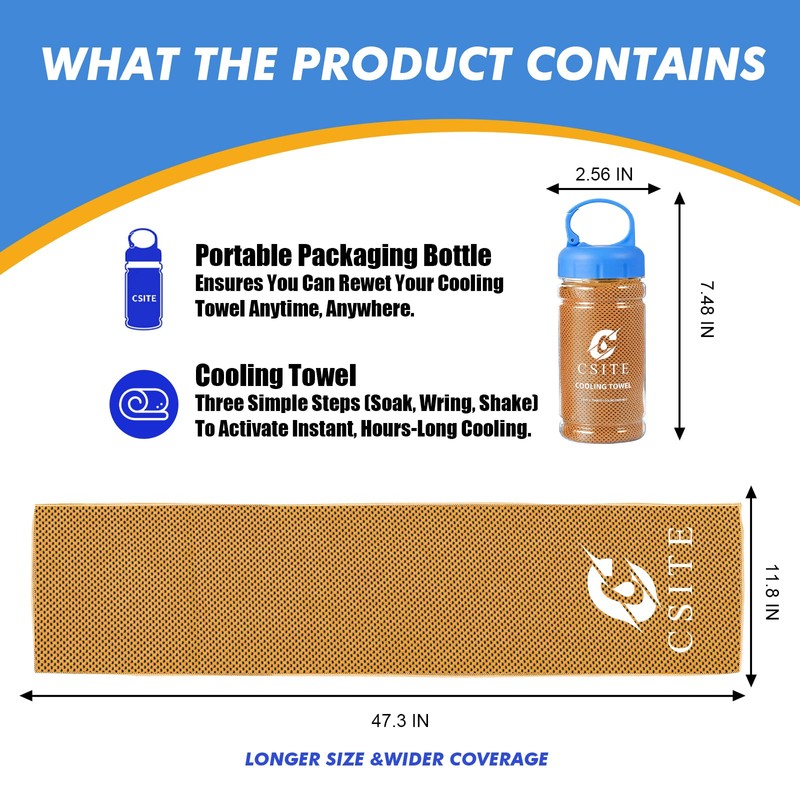 CSITE Cooling Towels (120x30cm) for Neck and Face, Ice Towel