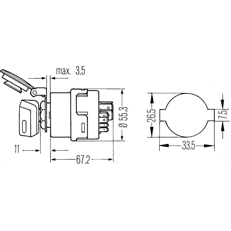 HELLA 6JB 003 959-031 Ignition-/Starter Switch - Turn knob control
